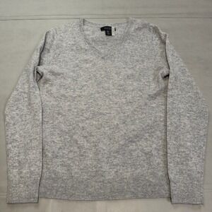 Tahari Gray 100% Pure 2-Ply Cashmere V-Neck Old Money Quiet Luxory Sweater-L5447